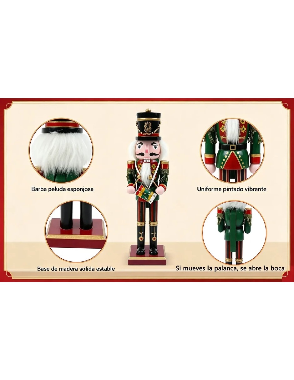 Figura decorativa de cascanueces navidad de madera 3