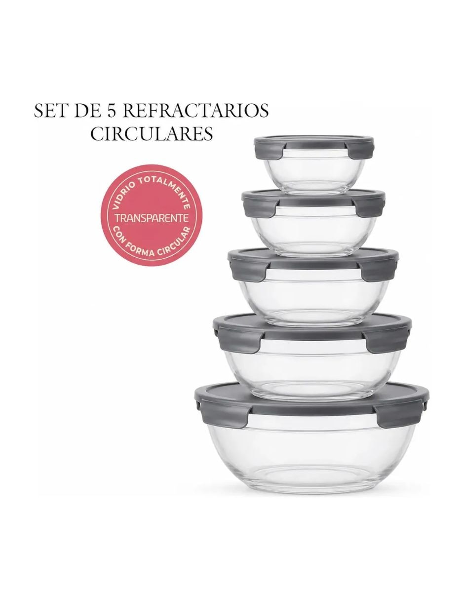 Set contenedores de vidrio y plástico 5 piezas 6