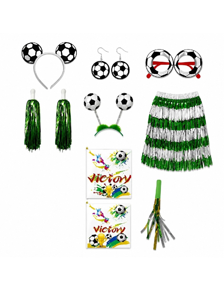 Set de accesorios para disfraz futbolero de mujer