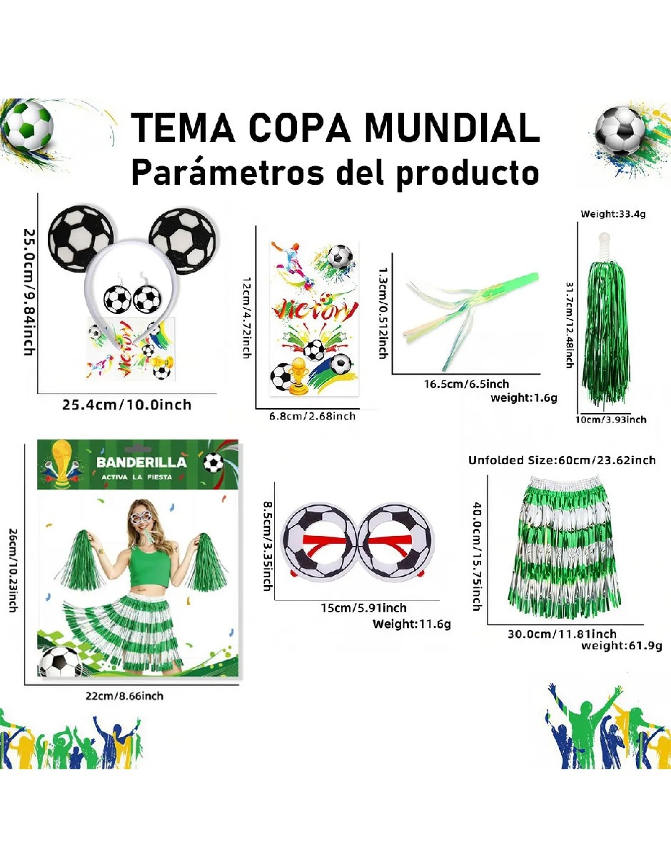 Set de accesorios para disfraz futbolero de mujer 5