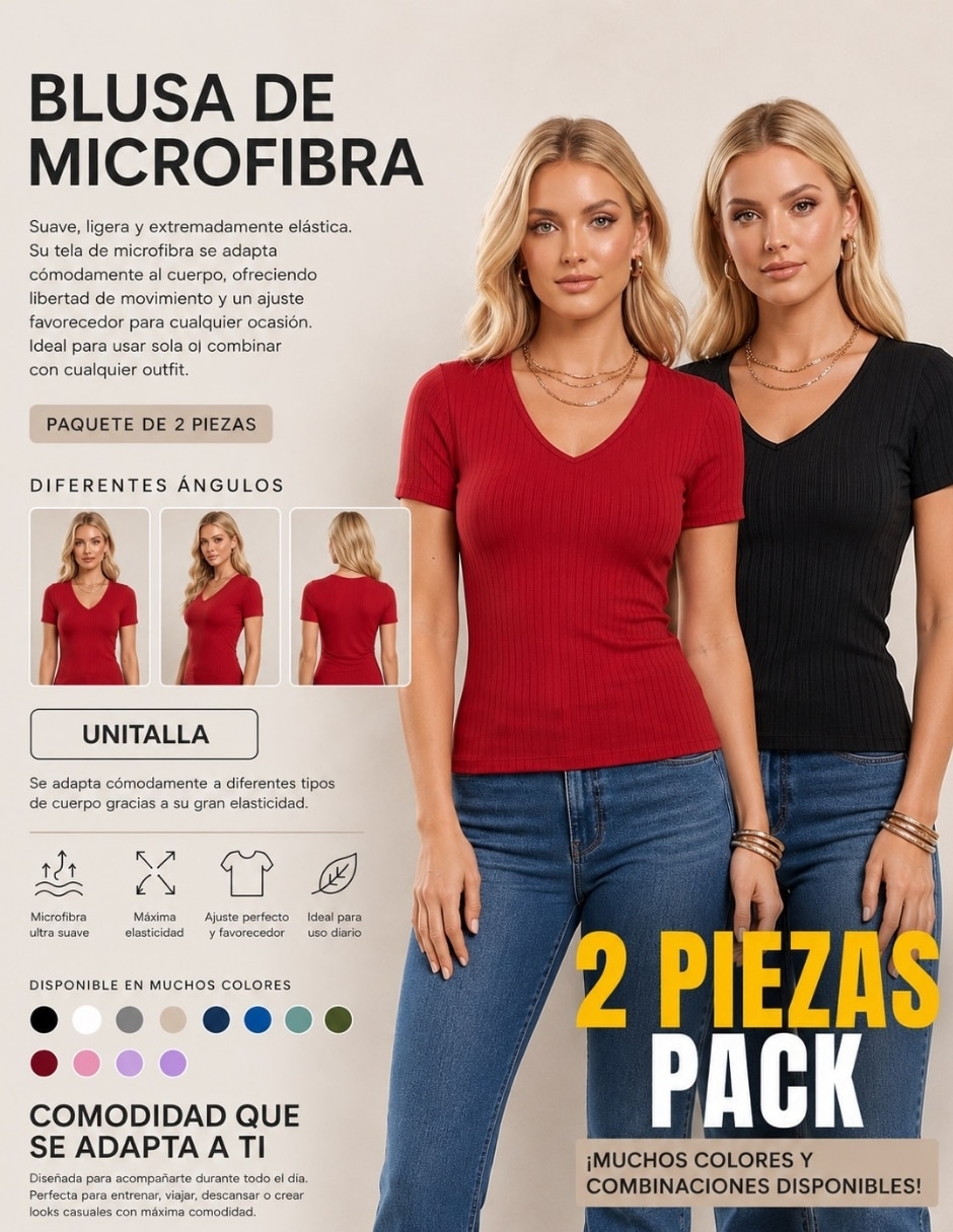 Set blusa manga corta para mujer 2