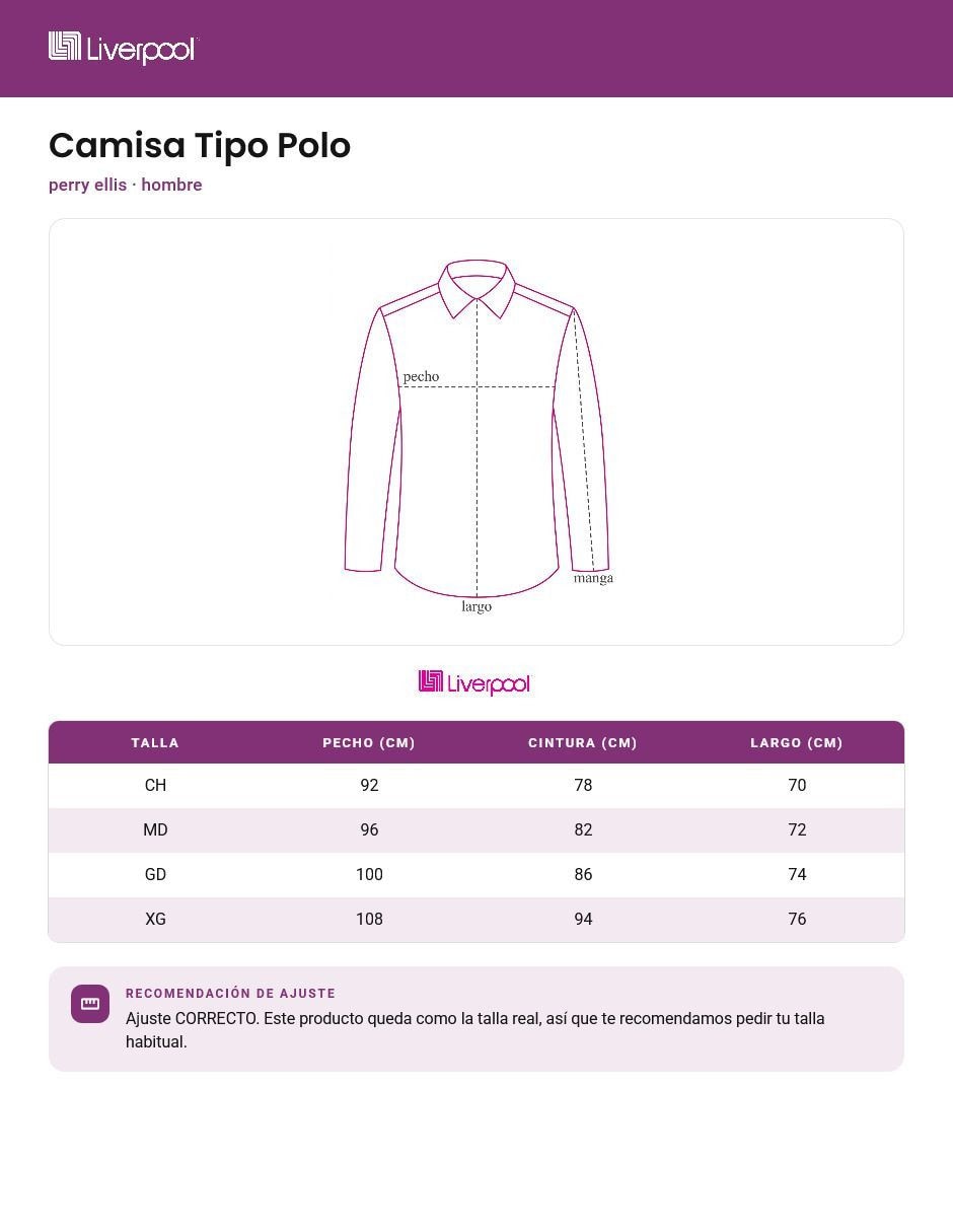 Camisa Casual Polo Perry Ellis de (si aplica) Algodón manga Corta para hombre 2