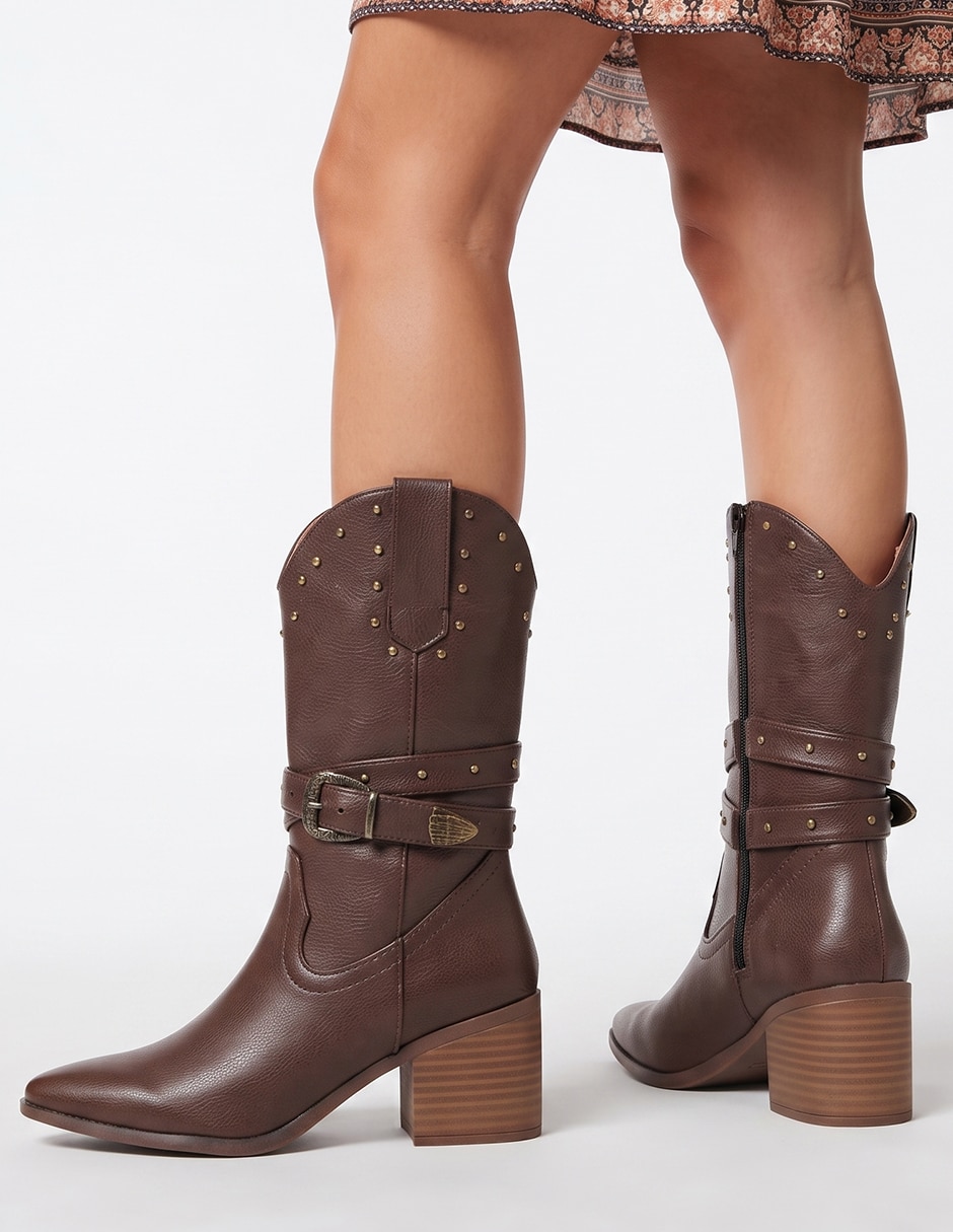 Bota cowboy abajo de la rodilla Western para mujer 4