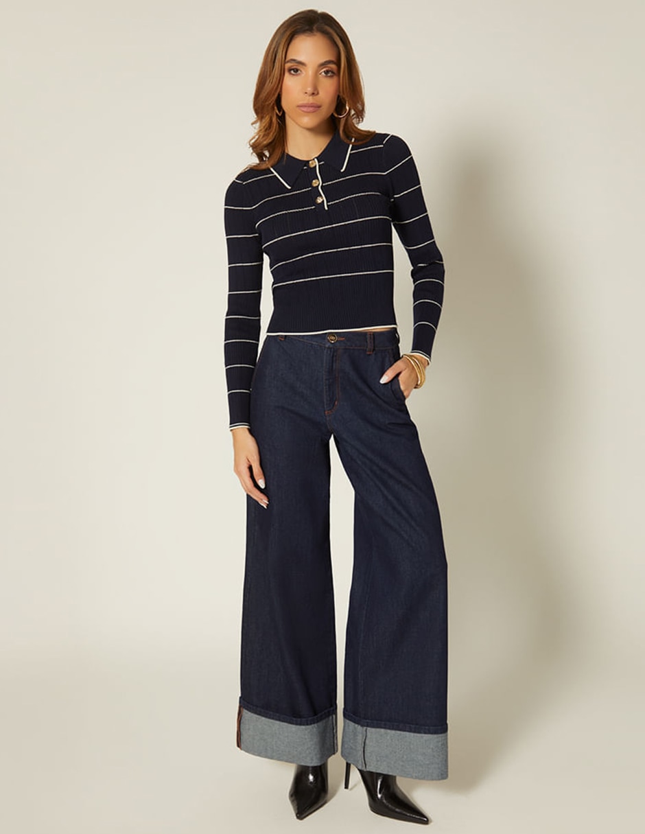 Suéter cuello camisero para mujer 2