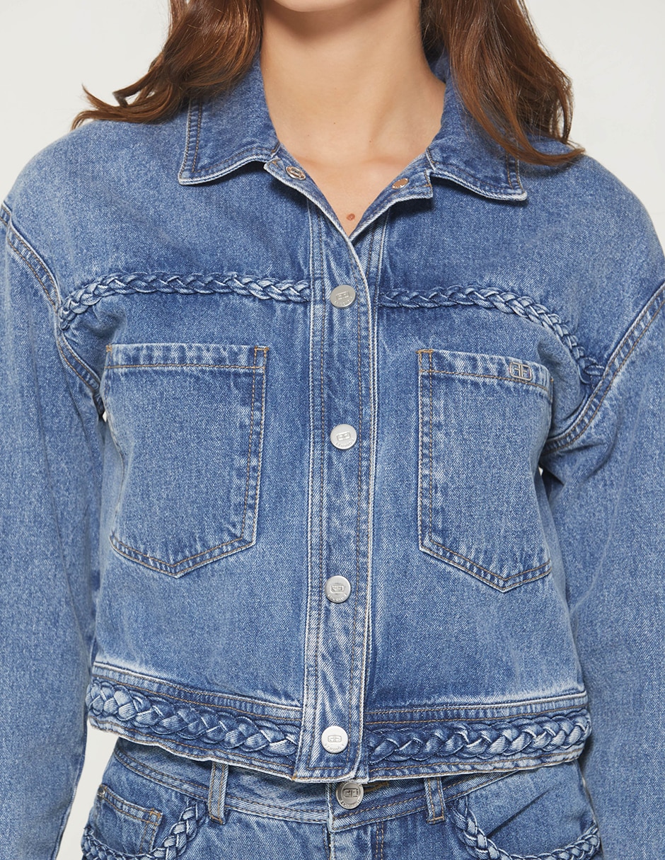Chamarra denim spring braid denim de mezclilla para mujer 2