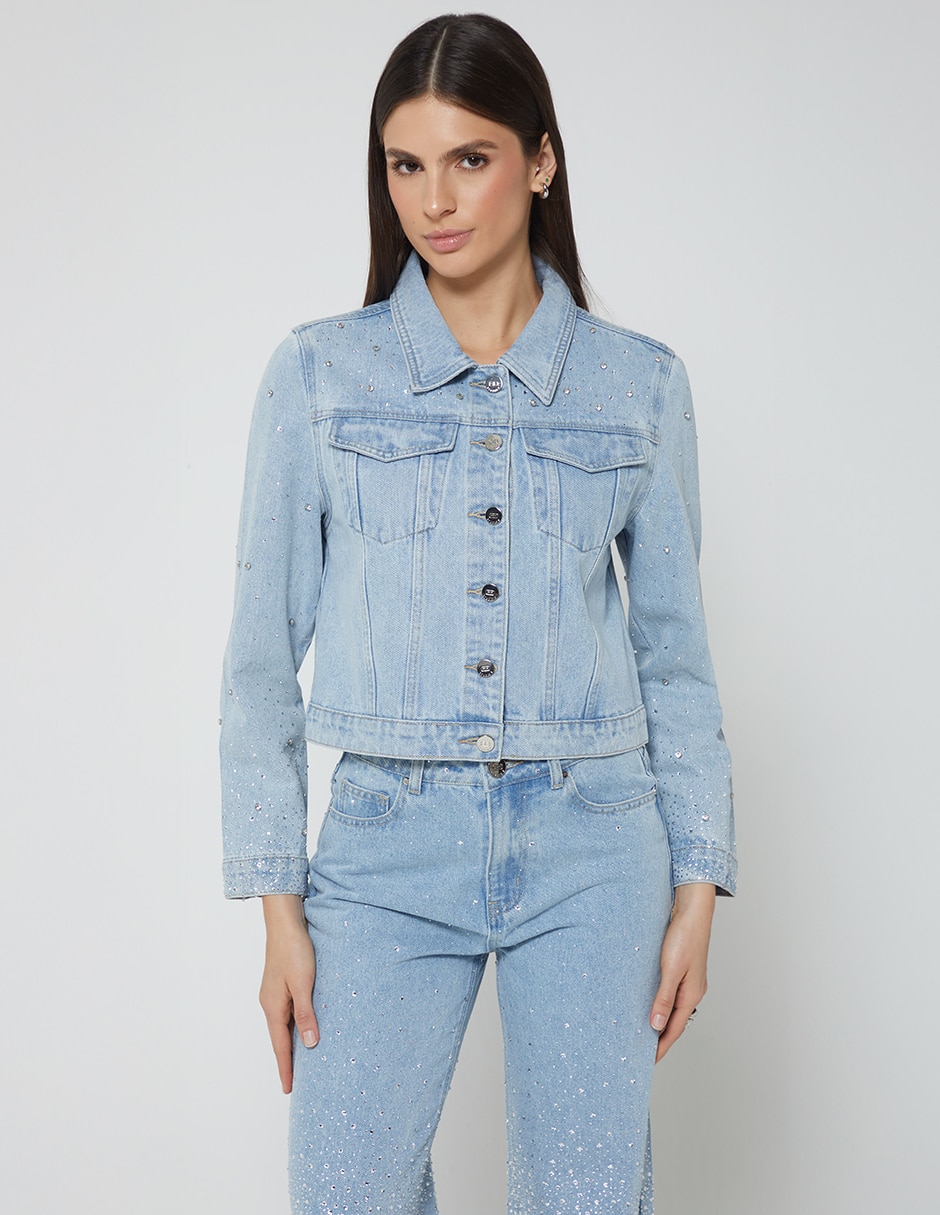 Chamarra denim denim spark de mezclilla para mujer