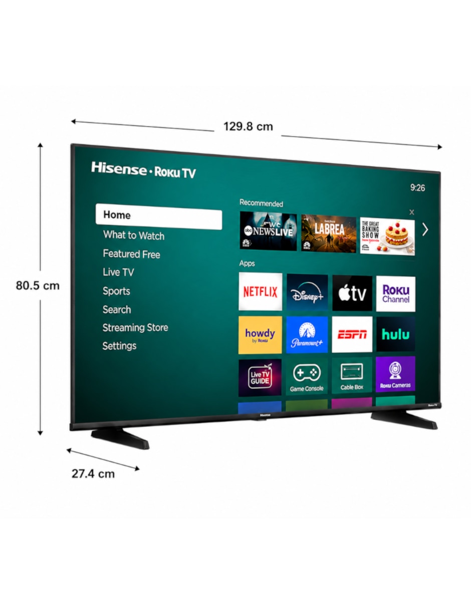 Pantalla Smart TV Hisesen Oled de 58 pulgadas 4K/UHD con Roku TV 3