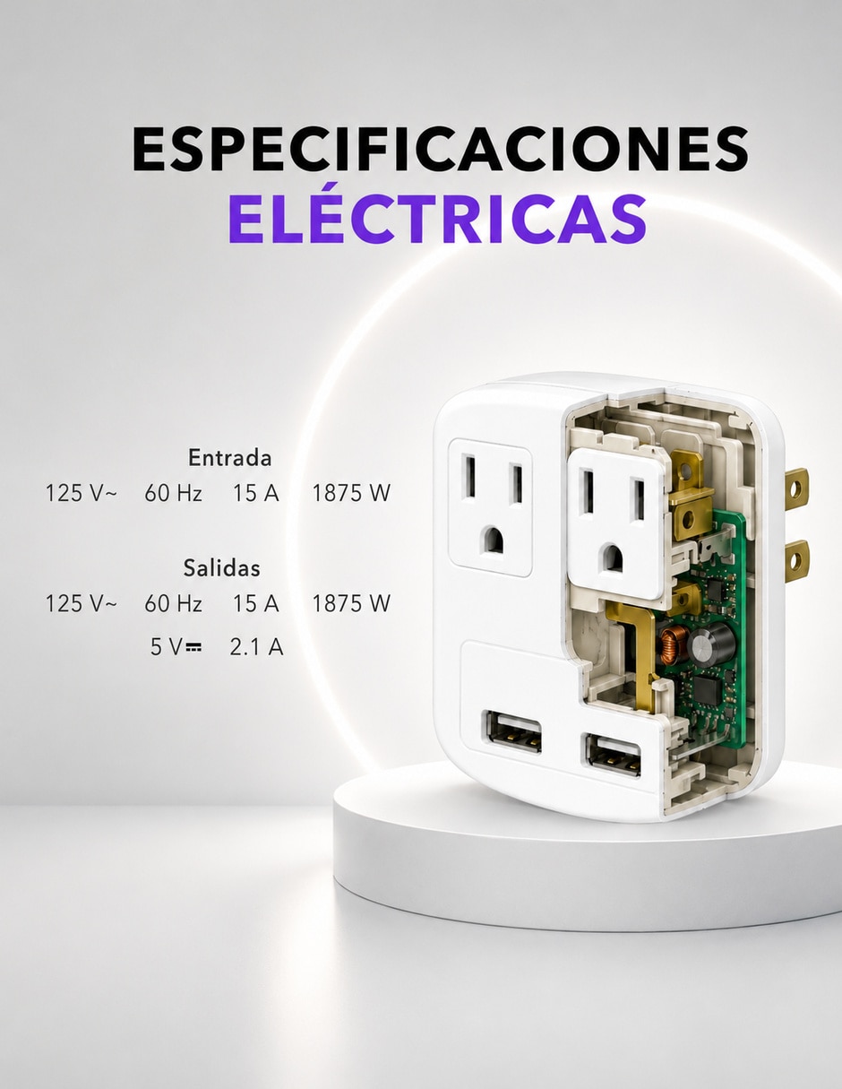 Multicontacto SX-1512 de 2 salidas y 2 puertos USB 4