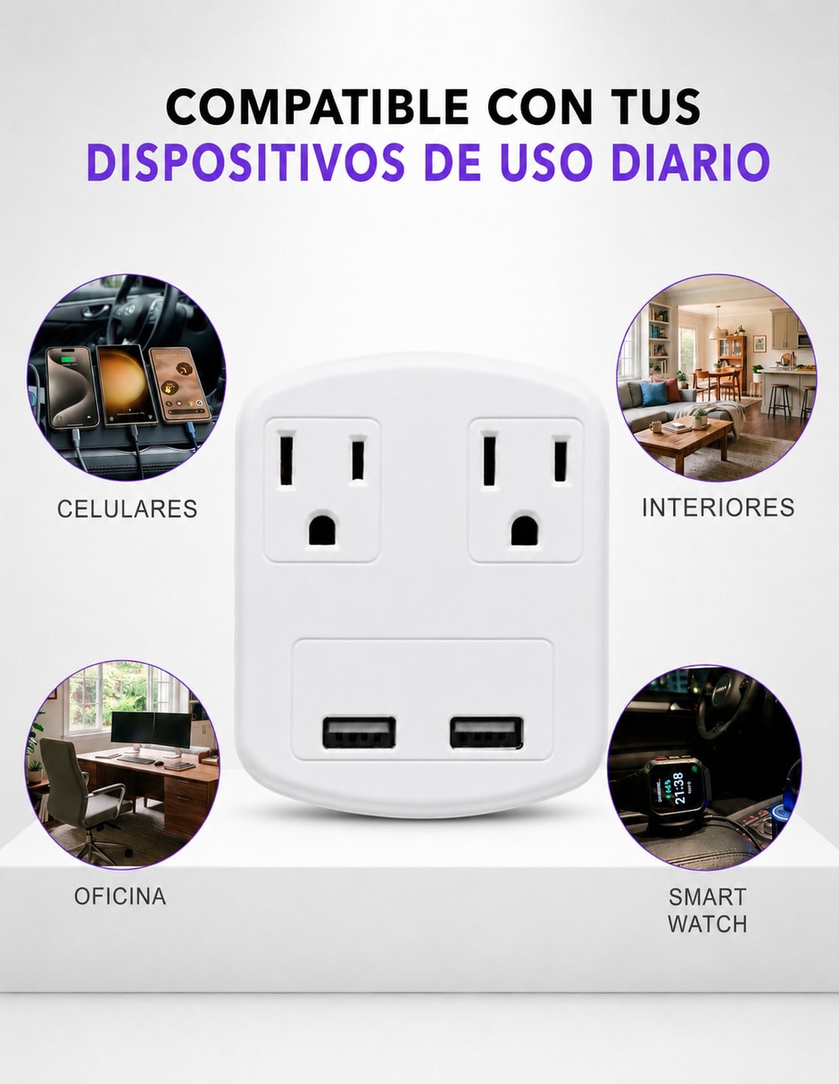 Multicontacto SX-1512 de 2 salidas y 2 puertos USB 8