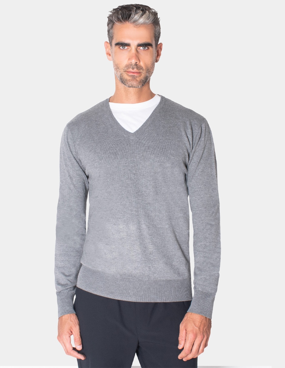 Suéter cuello v para hombre 1