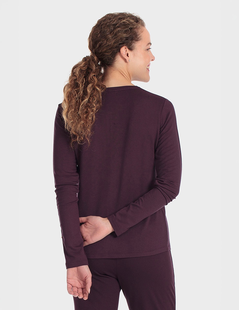 Playera manga larga cuello redondo para mujer 2