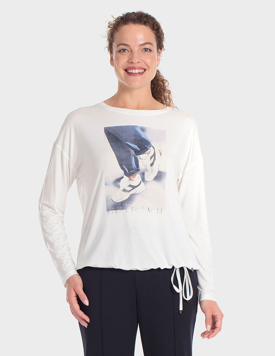 Playera manga larga cuello redondo para mujer 1