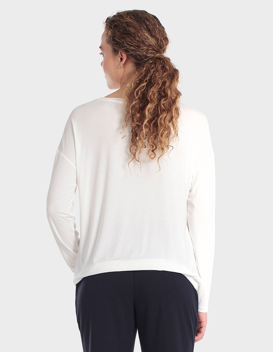 Playera manga larga cuello redondo para mujer 2