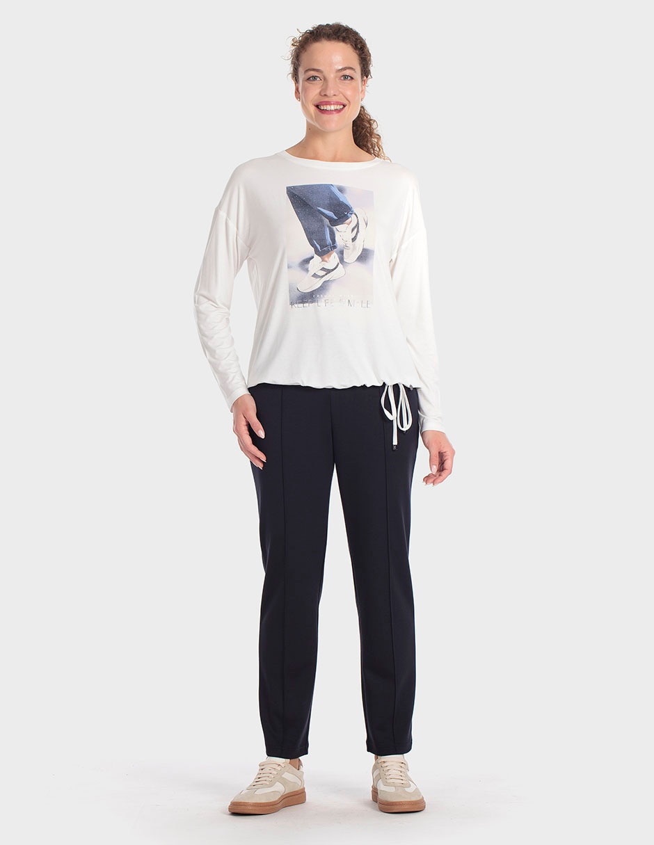 Playera manga larga cuello redondo para mujer 3