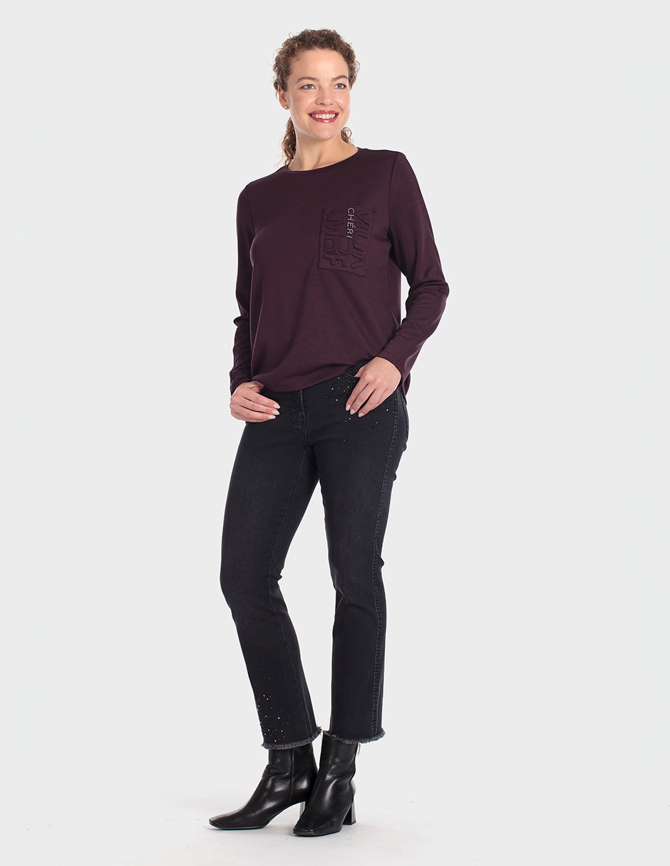 Playera manga larga cuello redondo para mujer 3