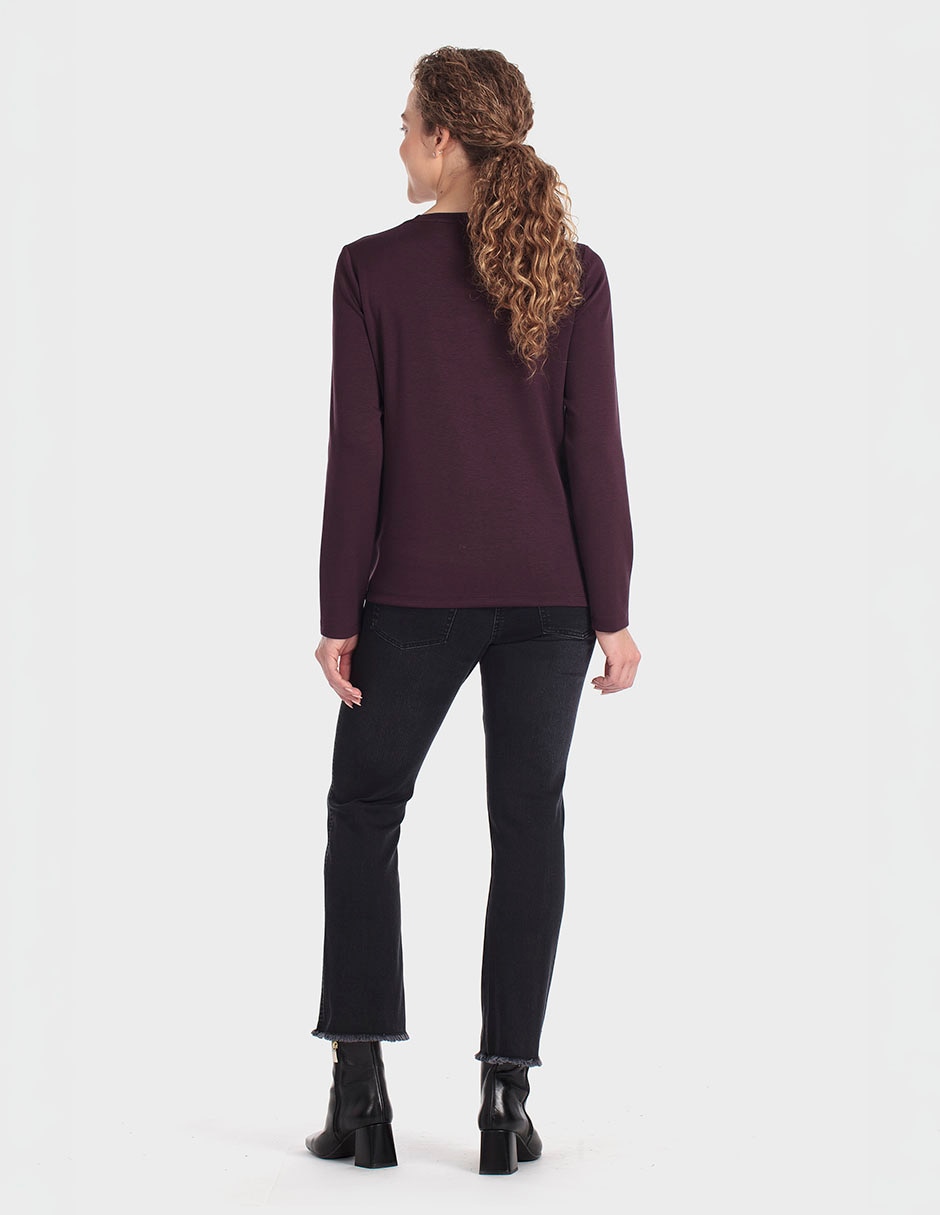 Playera manga larga cuello redondo para mujer 4