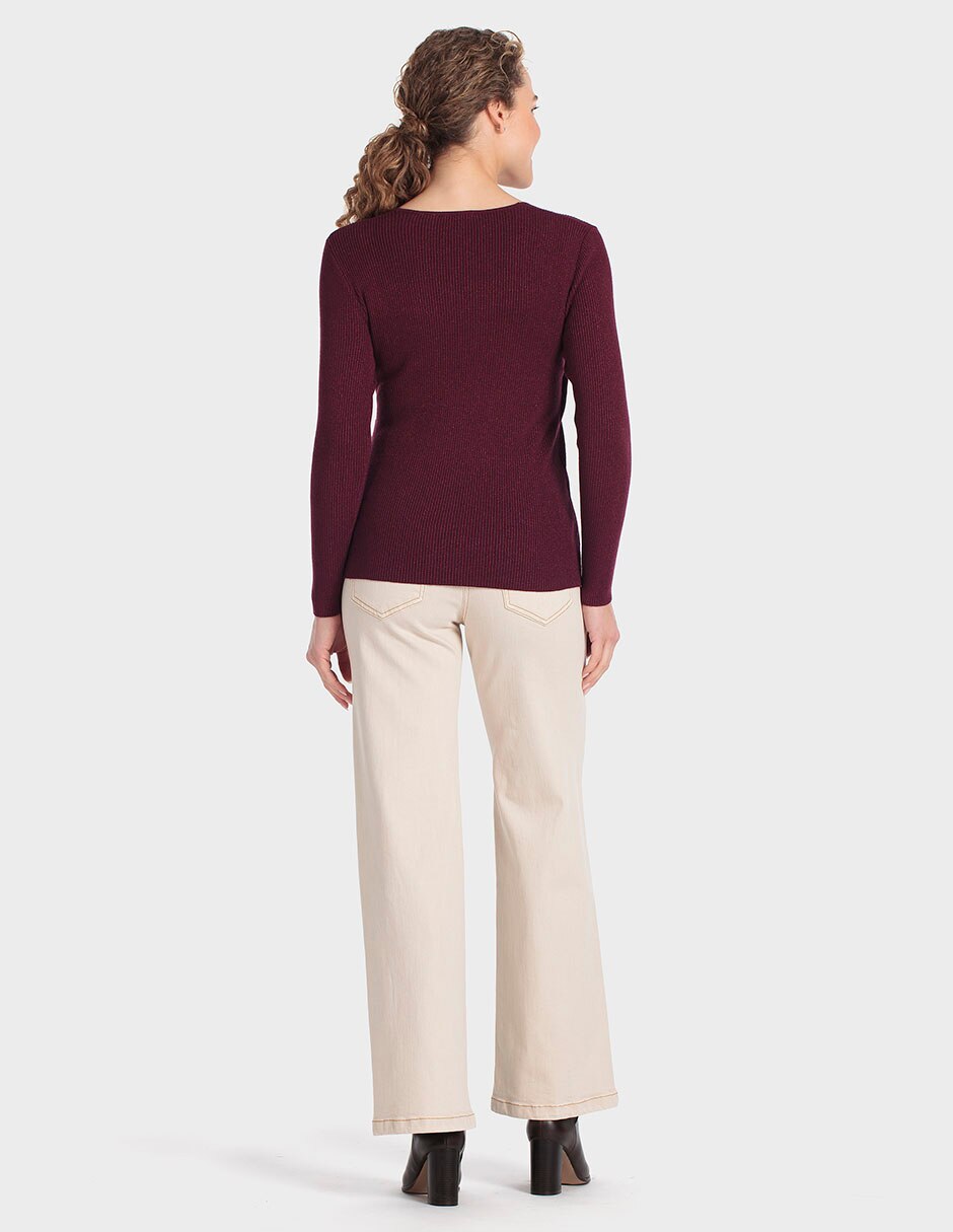 Suéter cuello V para mujer 4