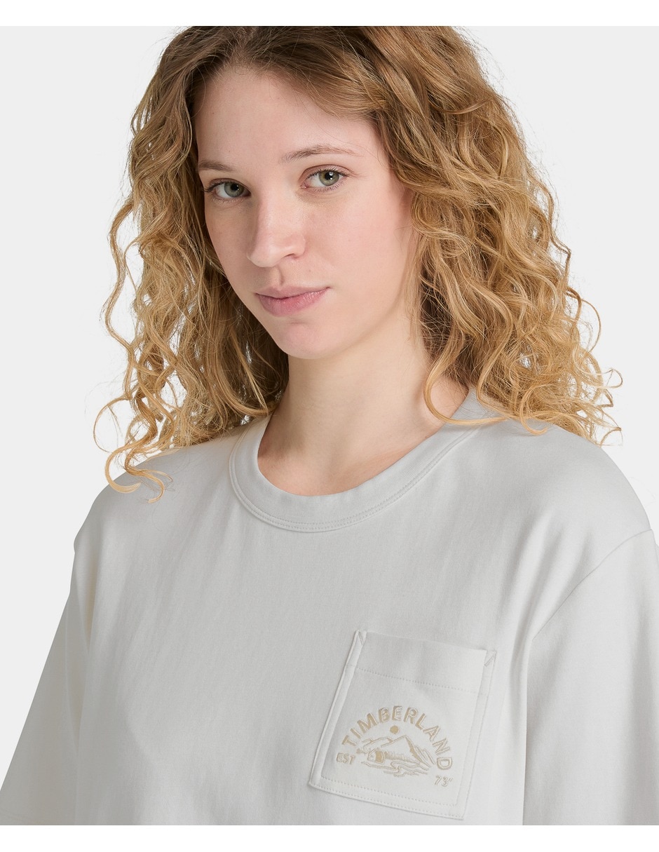 Camiseta cuello redondo regular manga corta de algodón