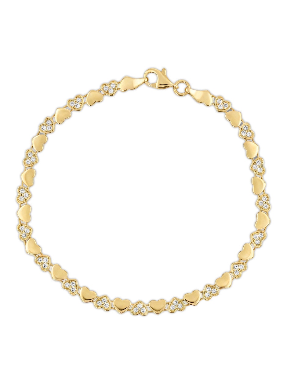 Pulsera de oro amarillo con zirconia 10 K acabado brillante Pulsera de oro amarillo con zirconia 10 K acabado brillante