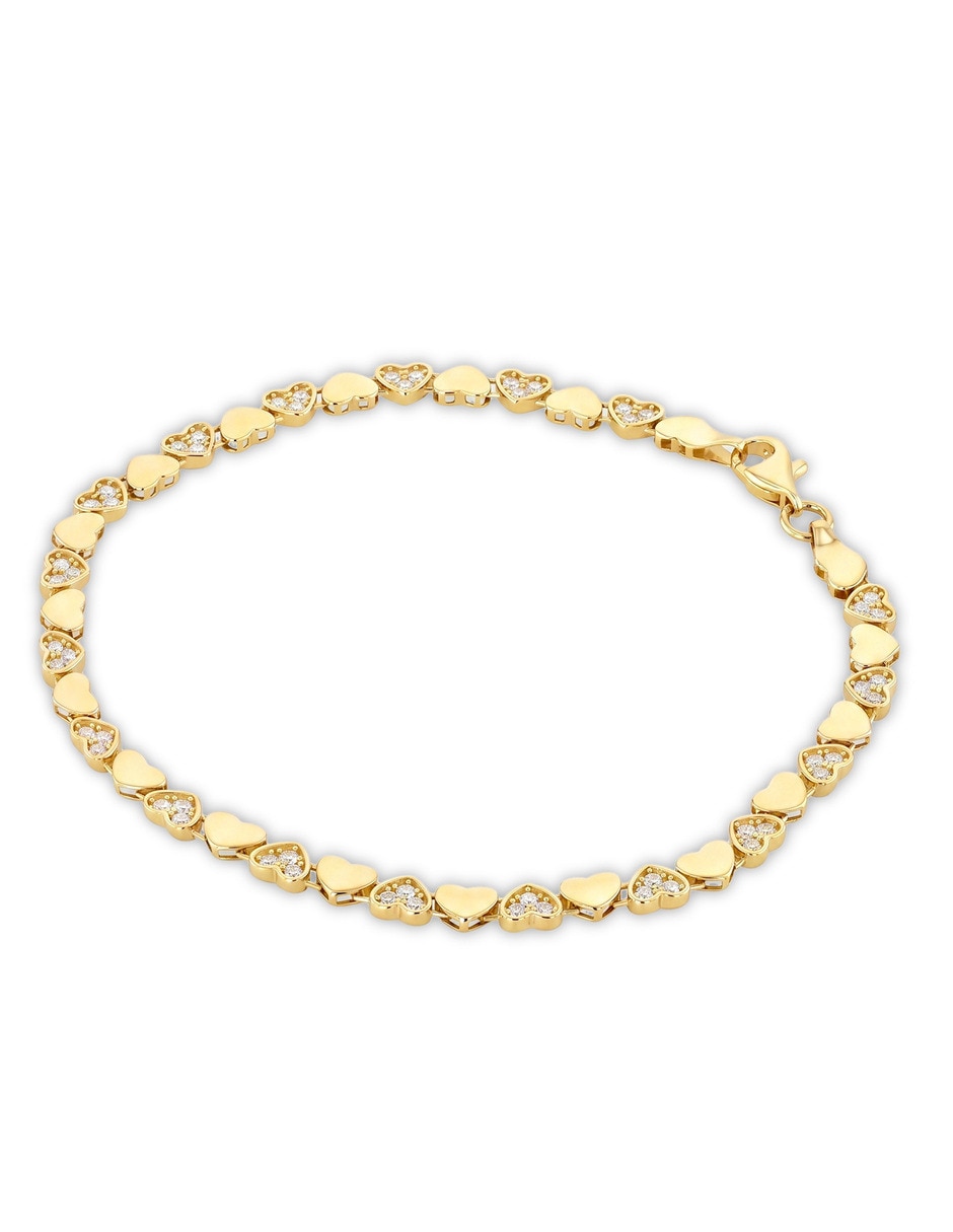 Pulsera de oro amarillo con zirconia 10 K acabado brillante 2