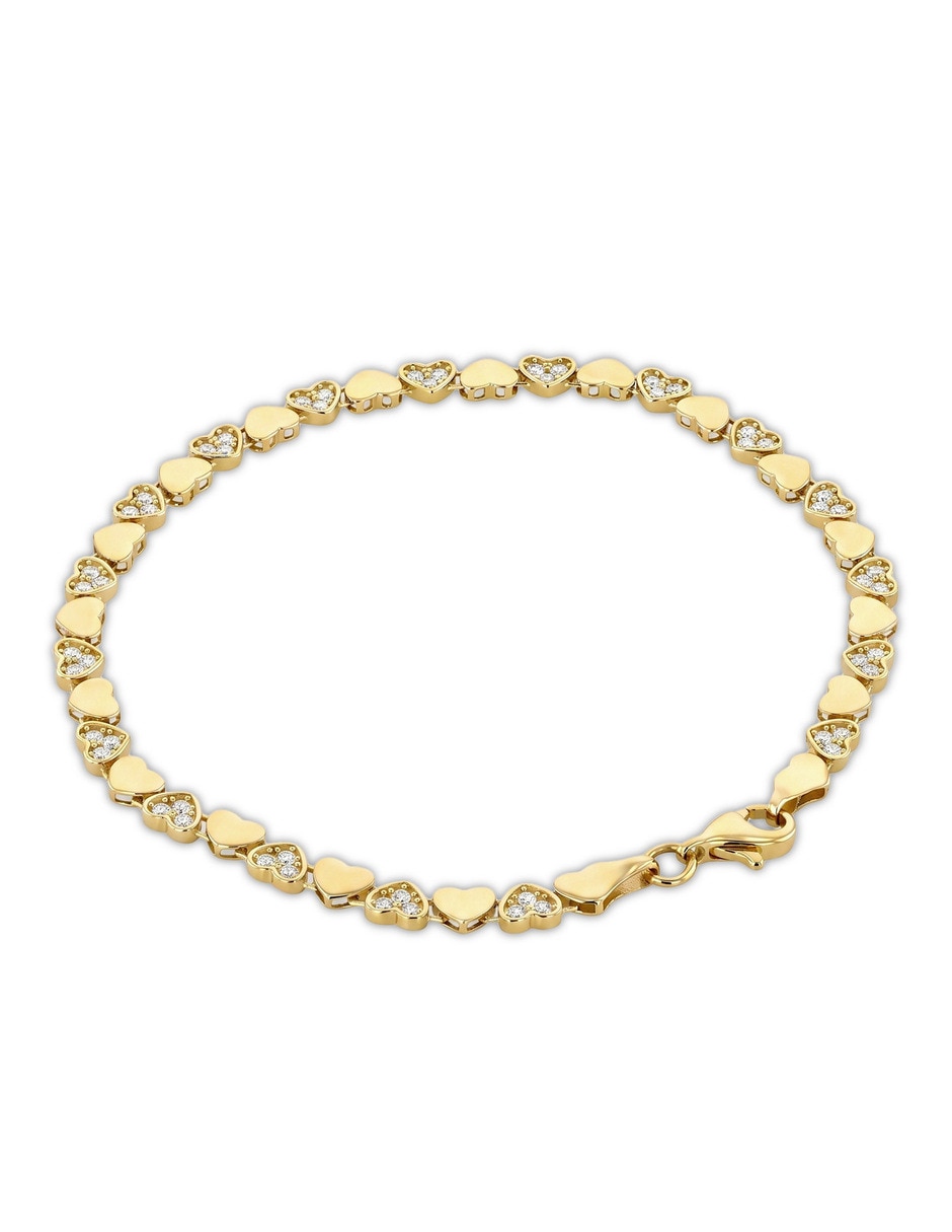 Pulsera de oro amarillo con zirconia 10 K acabado brillante 3