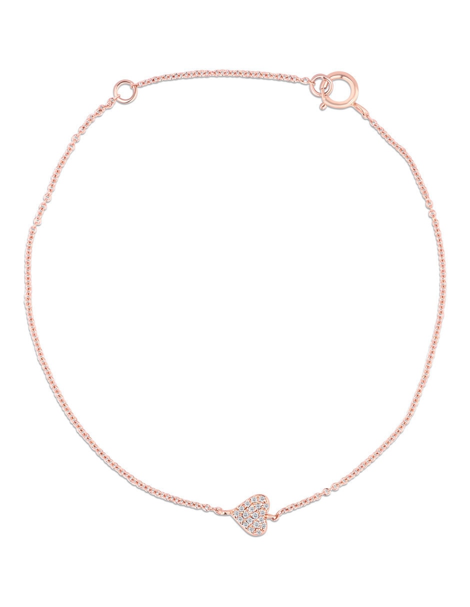 Pulsera de oro rosa con diamante 14 k