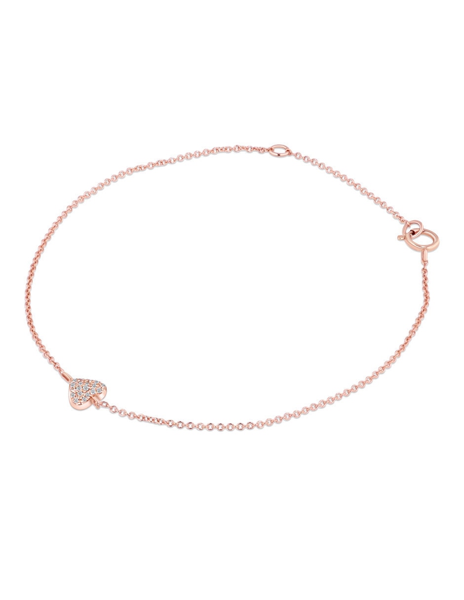 Pulsera de oro rosa con diamante 14 k 4