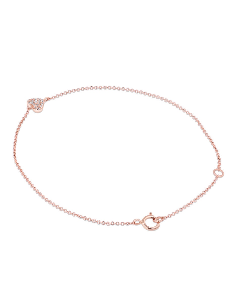 Pulsera de oro rosa con diamante 14 k 3
