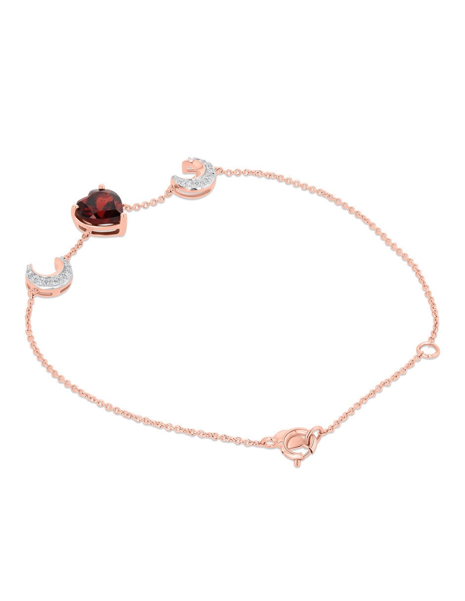 Pulsera de oro rosa con diamante 10 k 3
