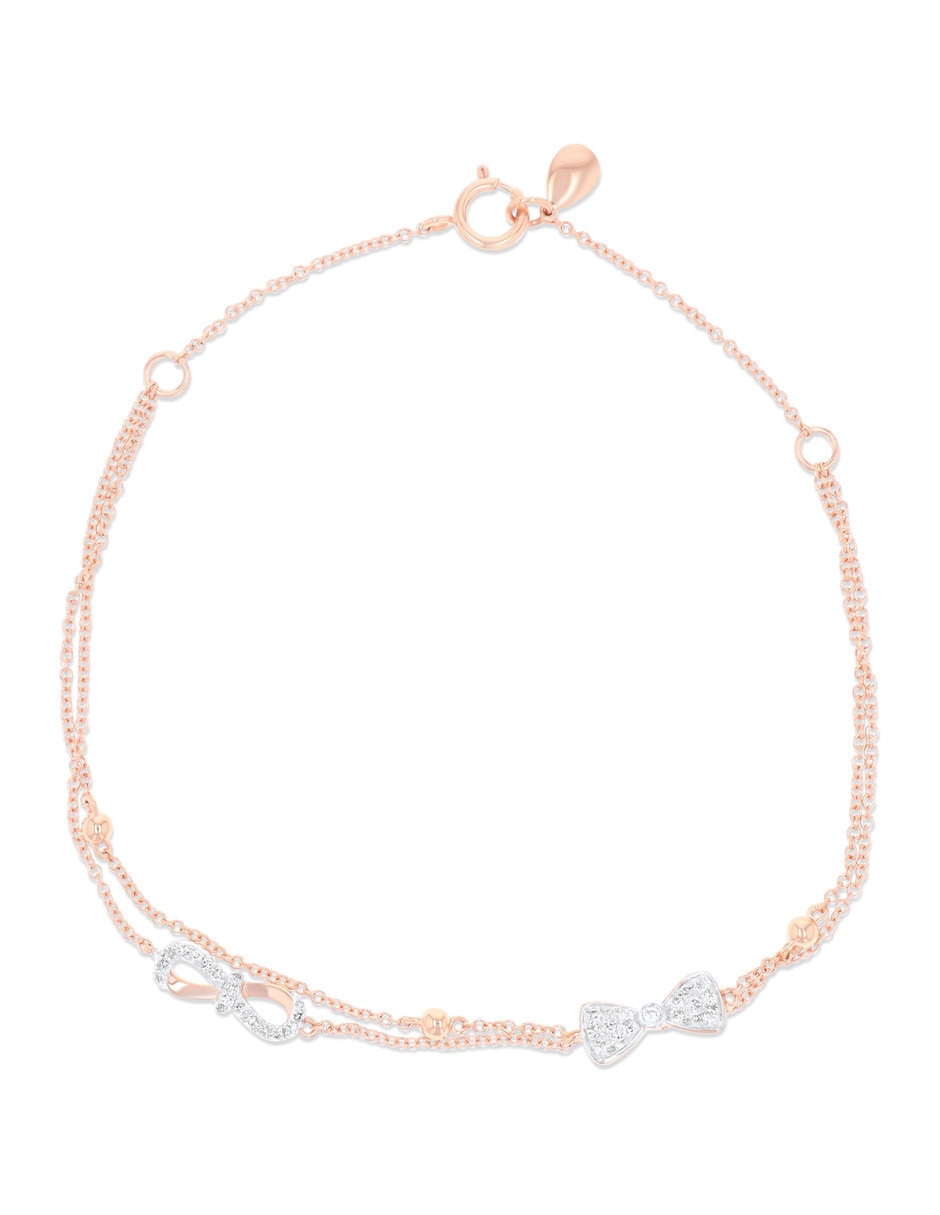 Pulsera de oro rosa con diamante 14 k Pulsera de oro rosa con diamante 14 k