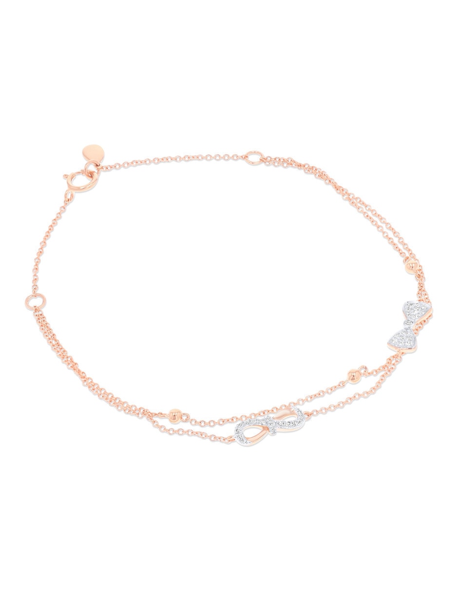 Pulsera de oro rosa con diamante 14 k 4