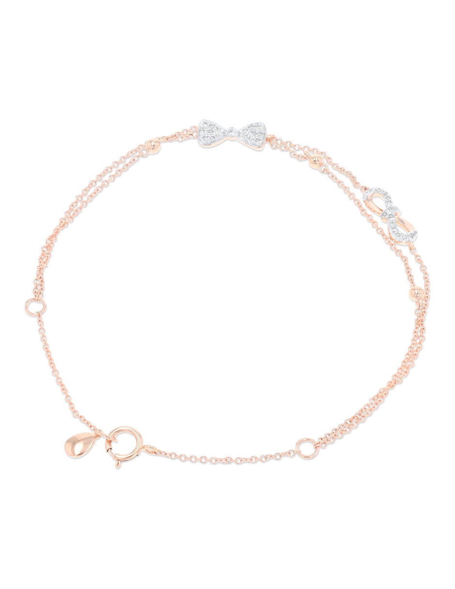 Pulsera de oro rosa con diamante 14 k 3