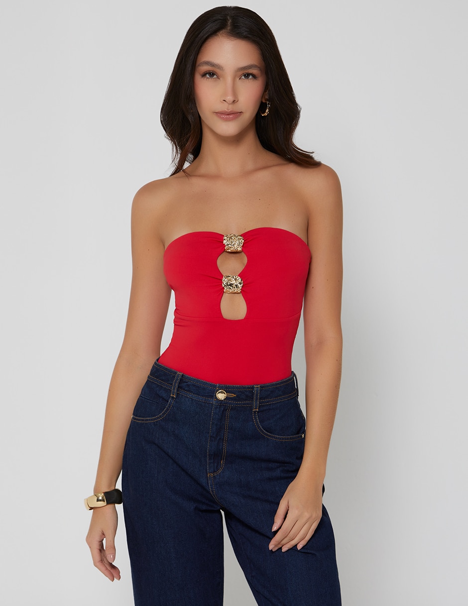 Body cuello con escote escote corazón para mujer 1