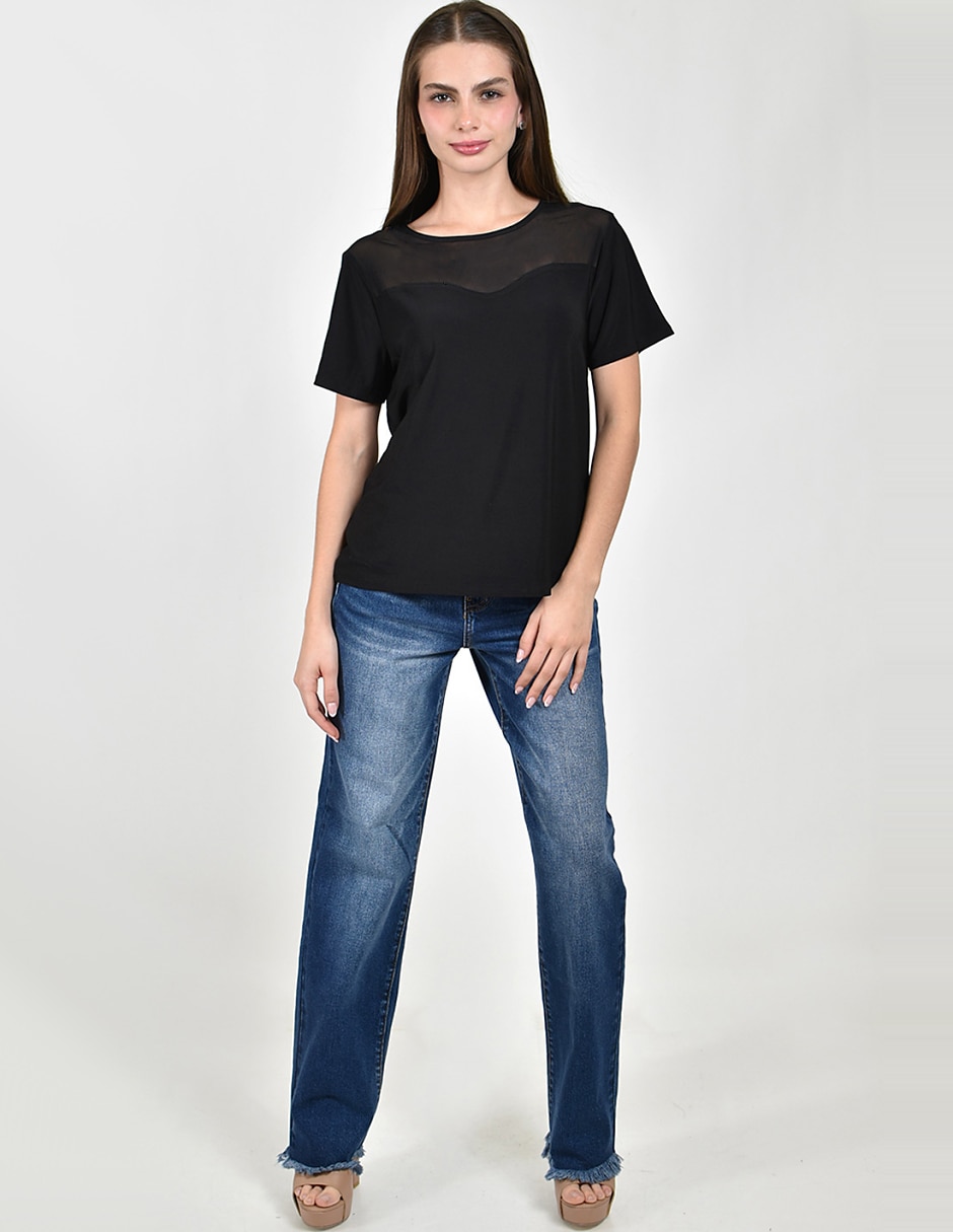 Blusa manga corta para mujer