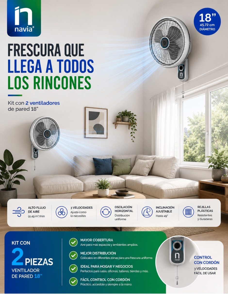 Ventilador de pared 3 velocidades 5