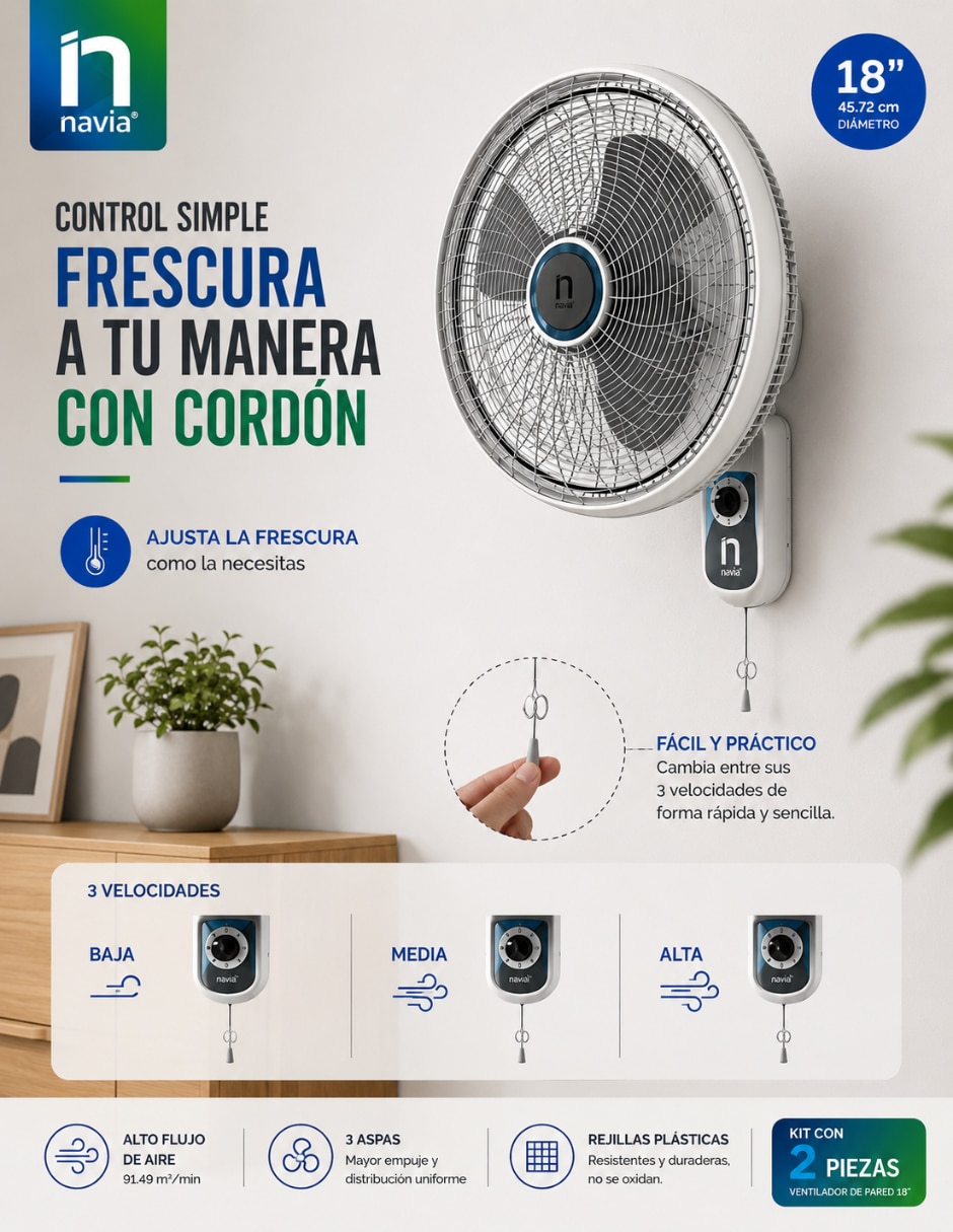 Ventilador de pared 3 velocidades 2