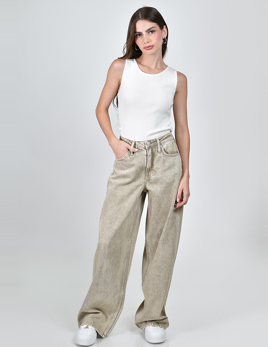 Jeans wide leg cintura alta para mujer