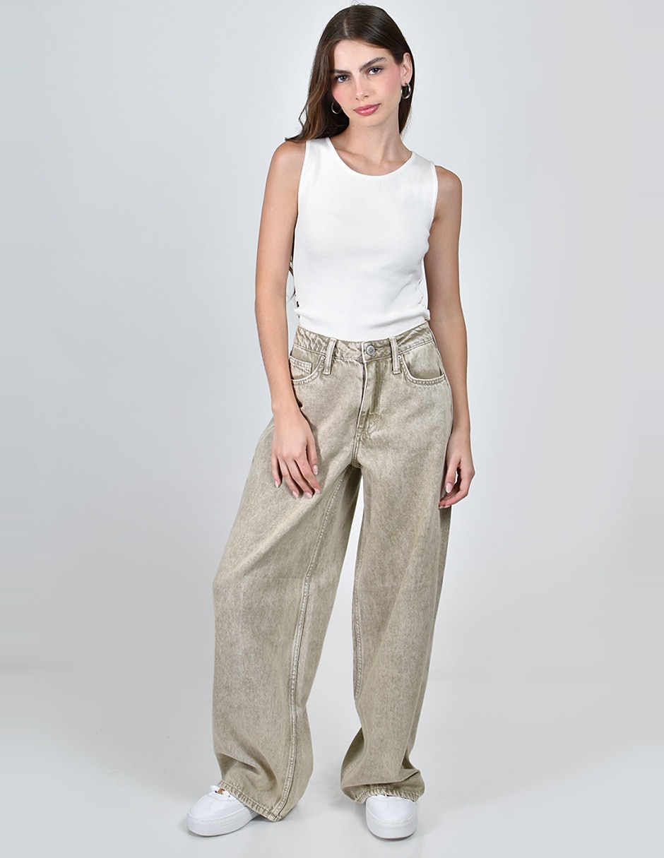 Jeans wide leg cintura alta para mujer 2