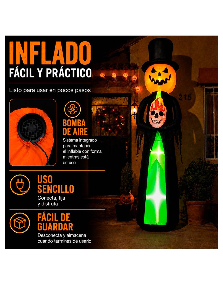 Figura decorativa con forma de calabaza con esqueleto 4