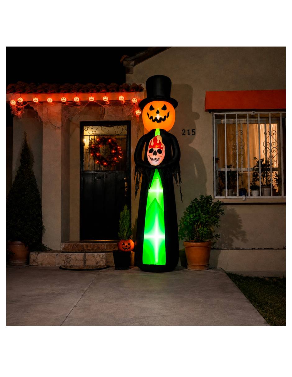 Figura decorativa con forma de calabaza con esqueleto 3