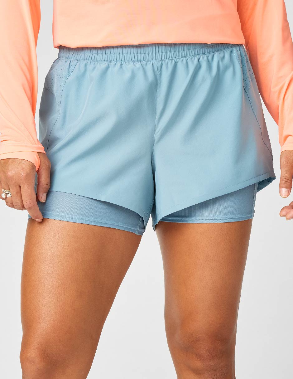 Short efecto doble prenda Dash para correr mujer Short efecto doble prenda Dash para correr mujer