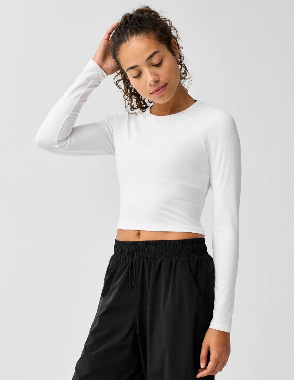 Playera deportiva para correr Luxe Crop Long Sleeve de mujer
