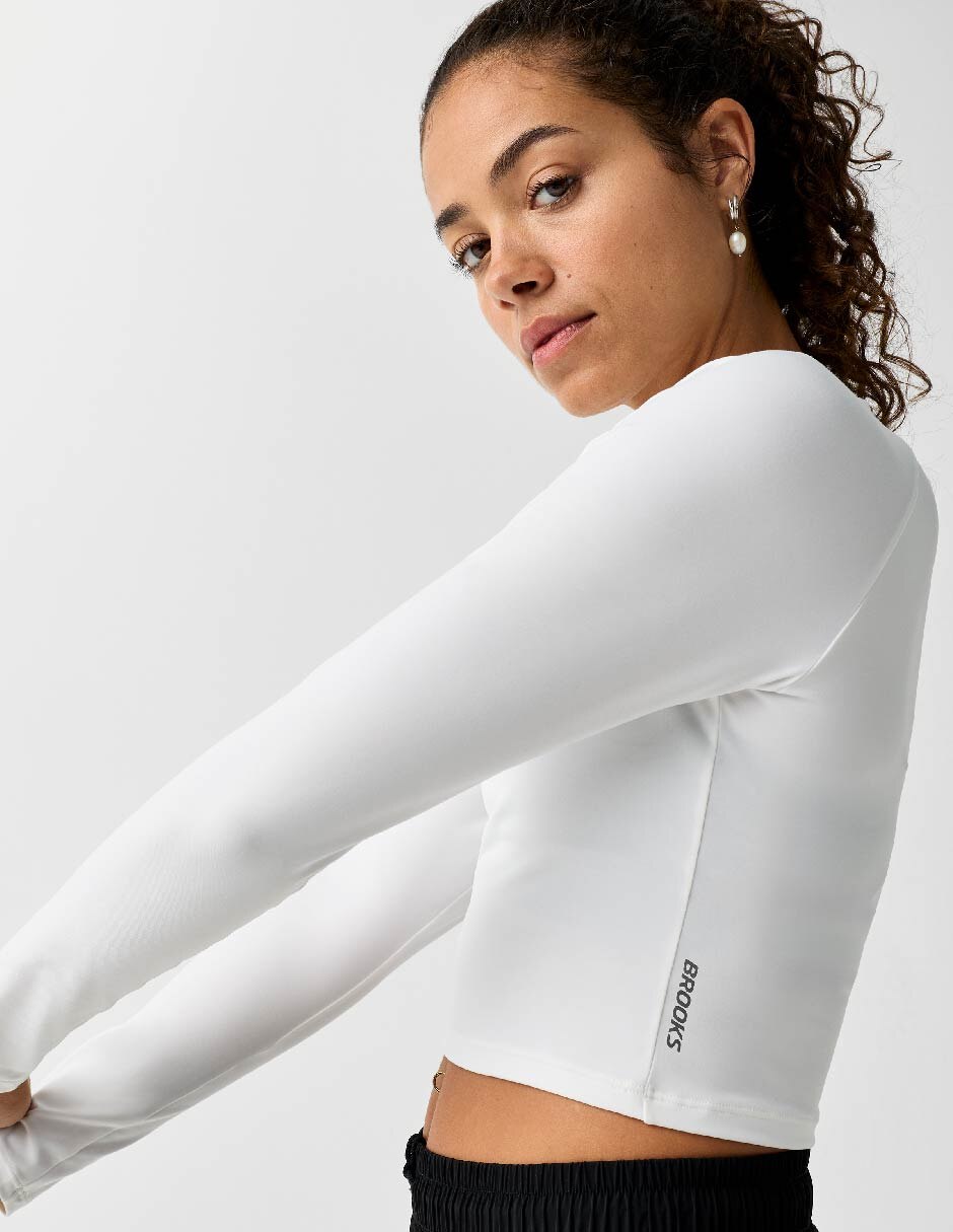 Playera deportiva para correr Luxe Crop Long Sleeve de mujer 3