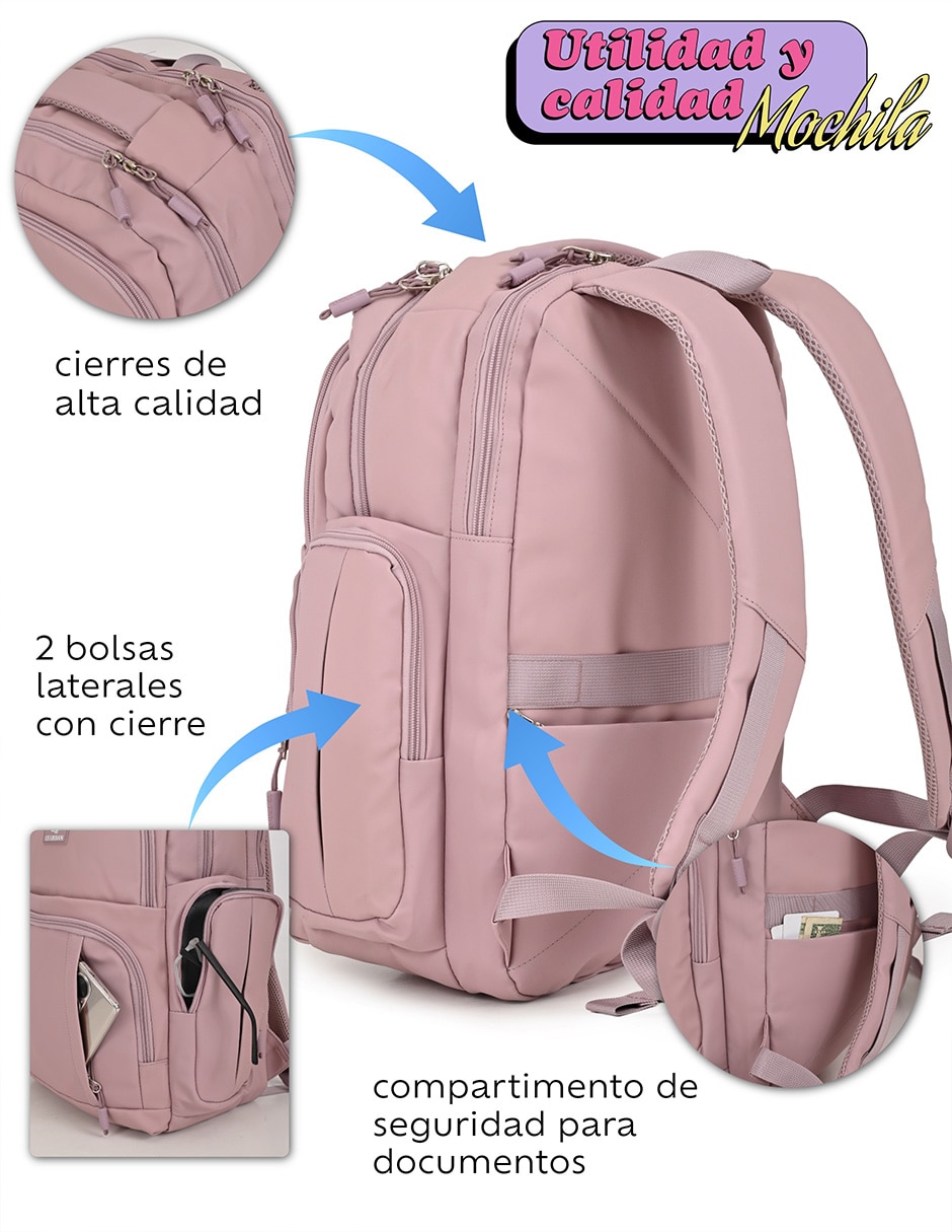Mochila con portalaptop lisa unisex 7