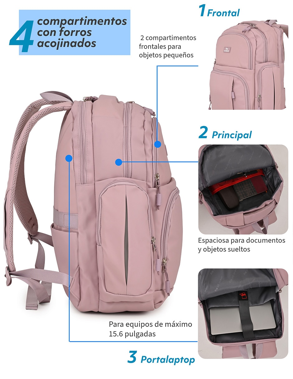 Mochila con portalaptop lisa unisex 5