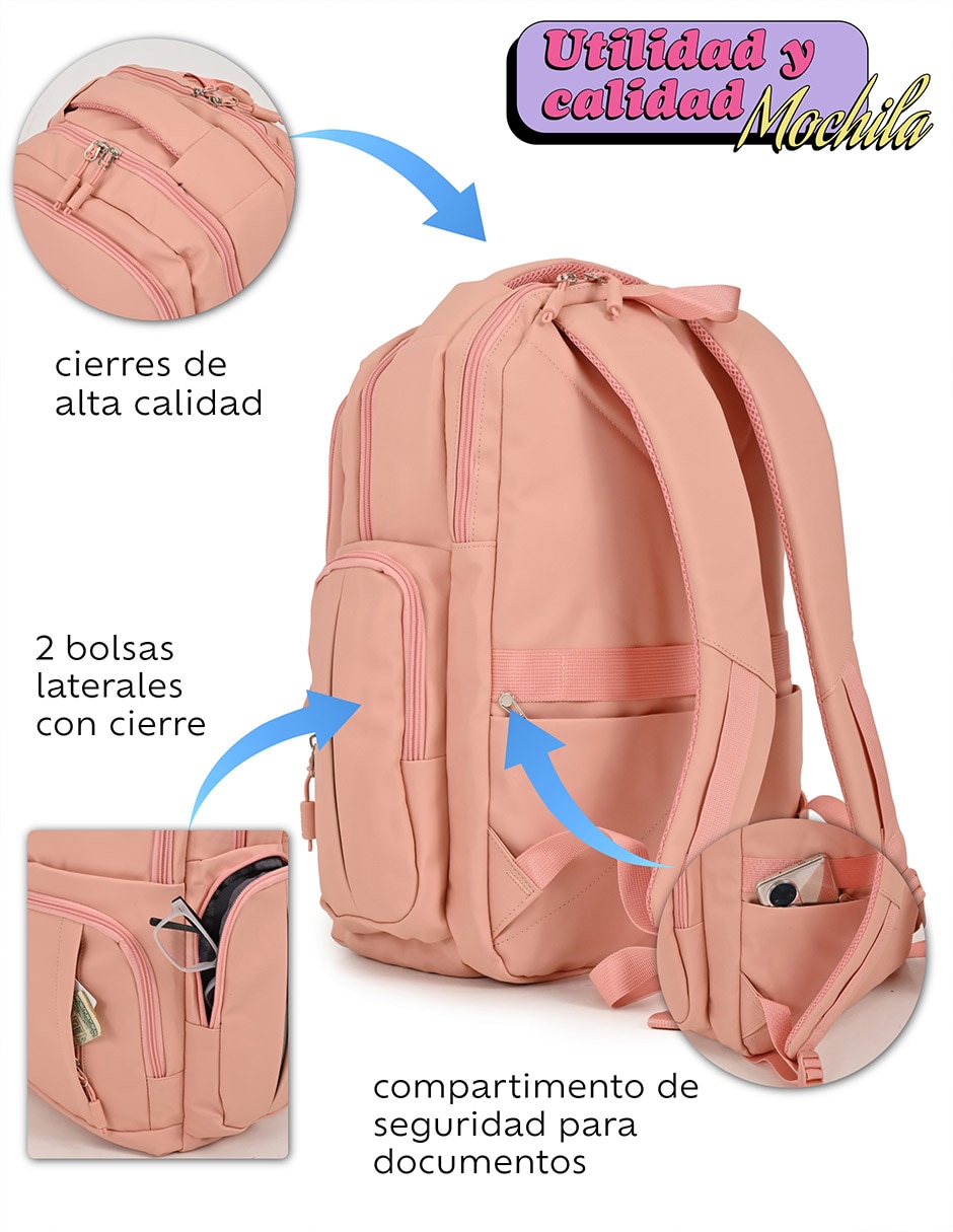 Mochila con portalaptop lisa unisex 7