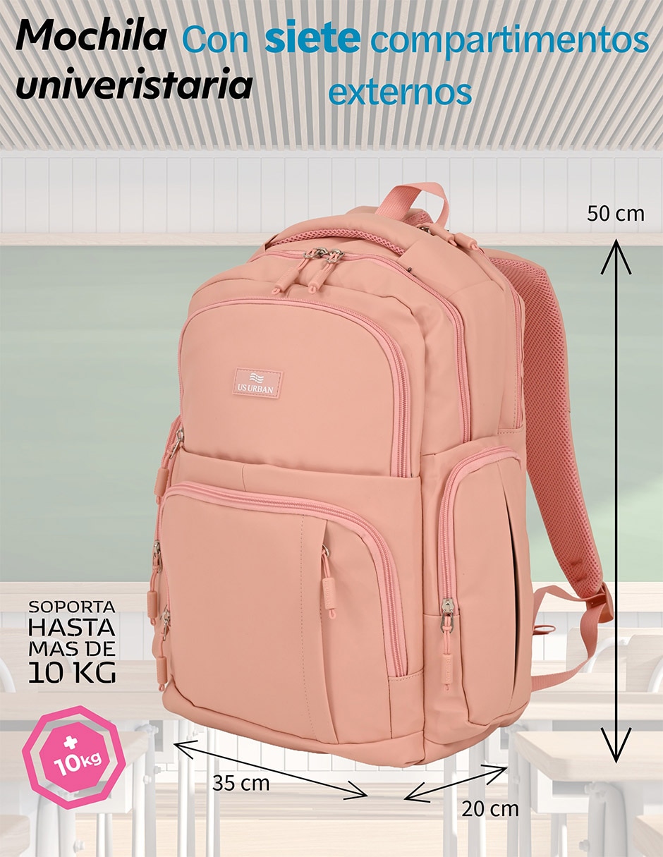 Mochila con portalaptop lisa unisex 9