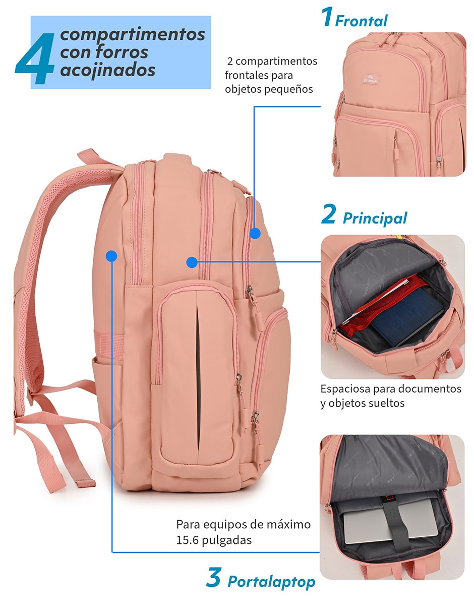 Mochila con portalaptop lisa unisex 5