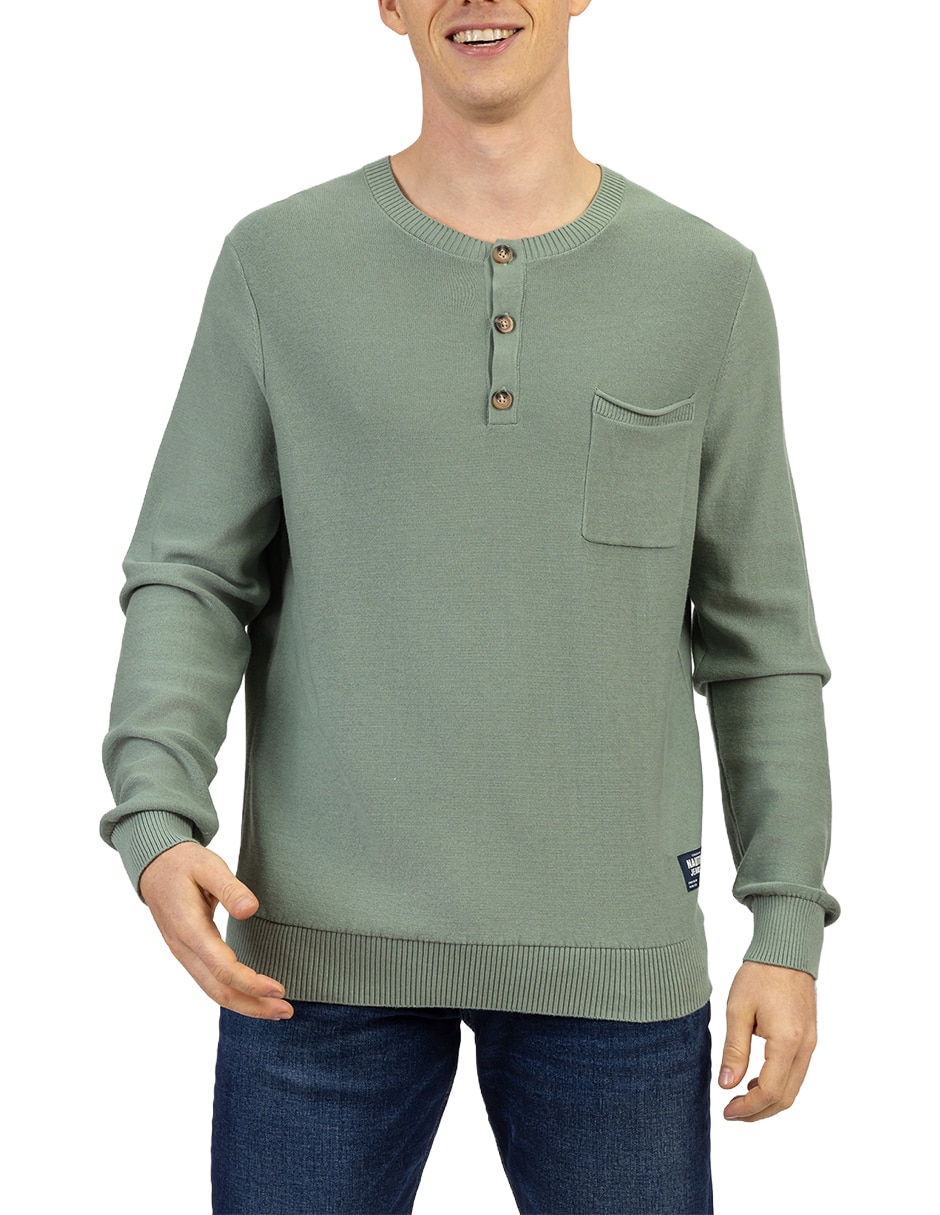 Suéter cuello con botón para hombre 3