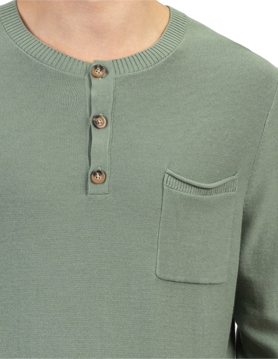 Suéter cuello con botón para hombre 2